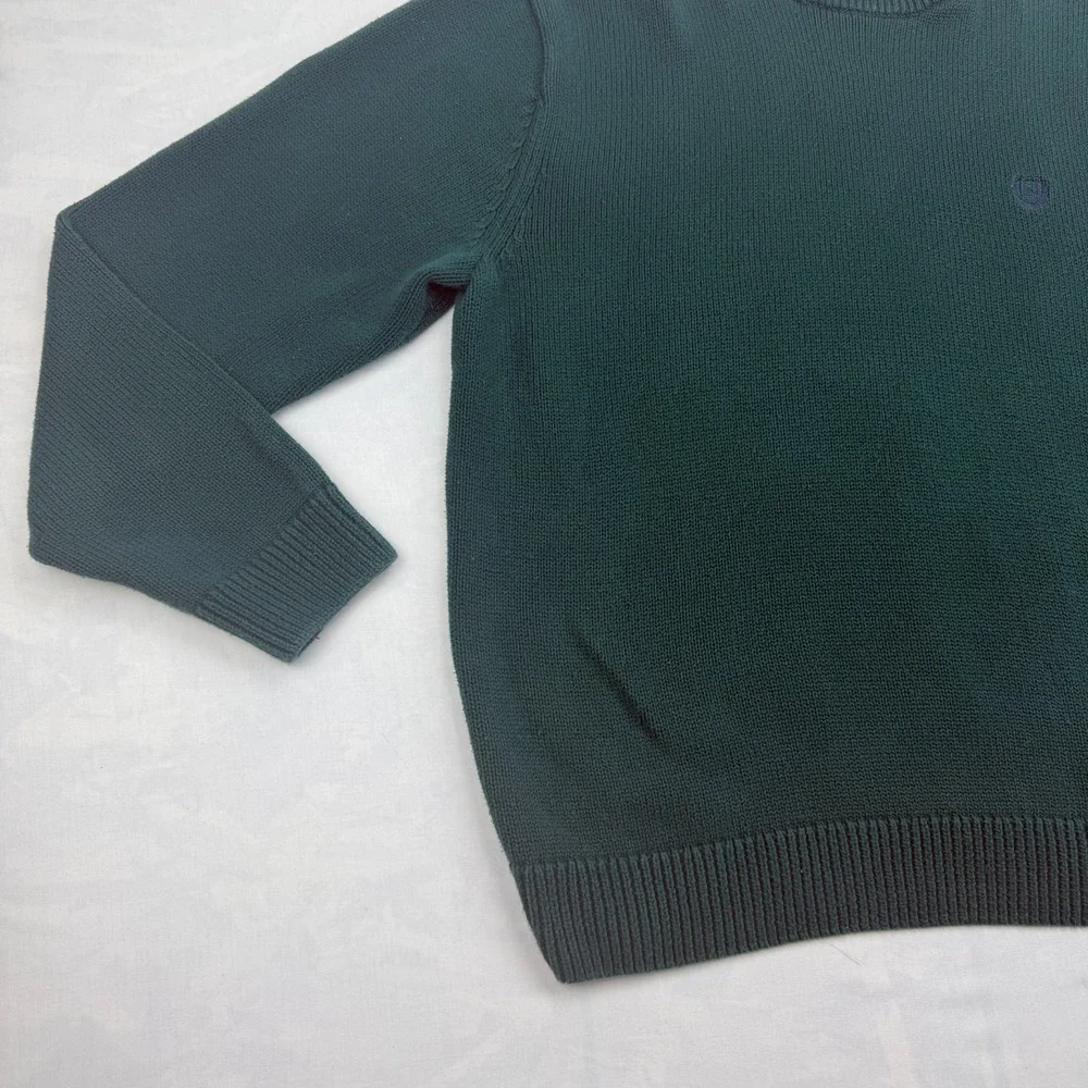 Chaps Sweater Mens XL Green Tight Knit Ribbed Hem Long Sleeve Crew Neck Pullover